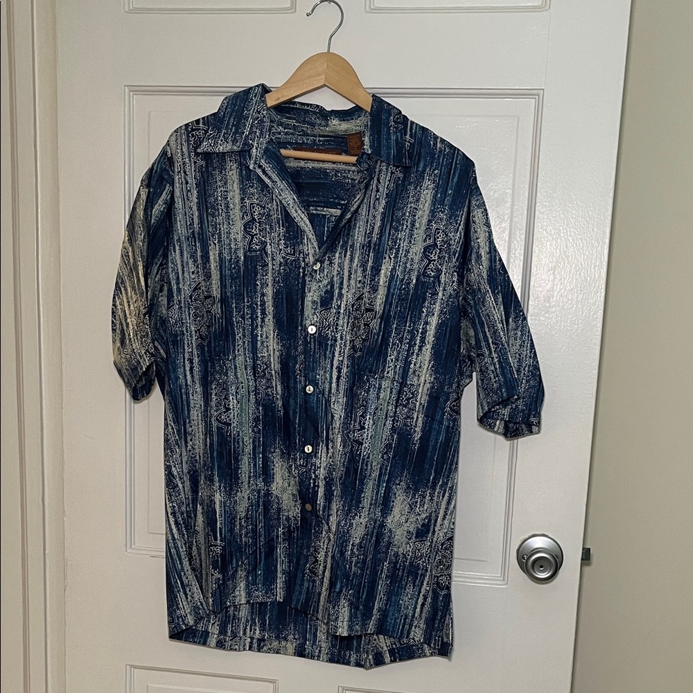 Tori Richard Navy and Cream Striped Men's Shirt